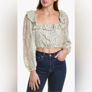 NWOT LoveShackFancy Dorabella Crop Top in White Garden Stream, Size M